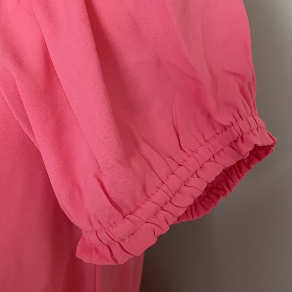 Ann Taylor Petite Mixed Media Tie Waist Top Small Petite - Picture 8 of 11